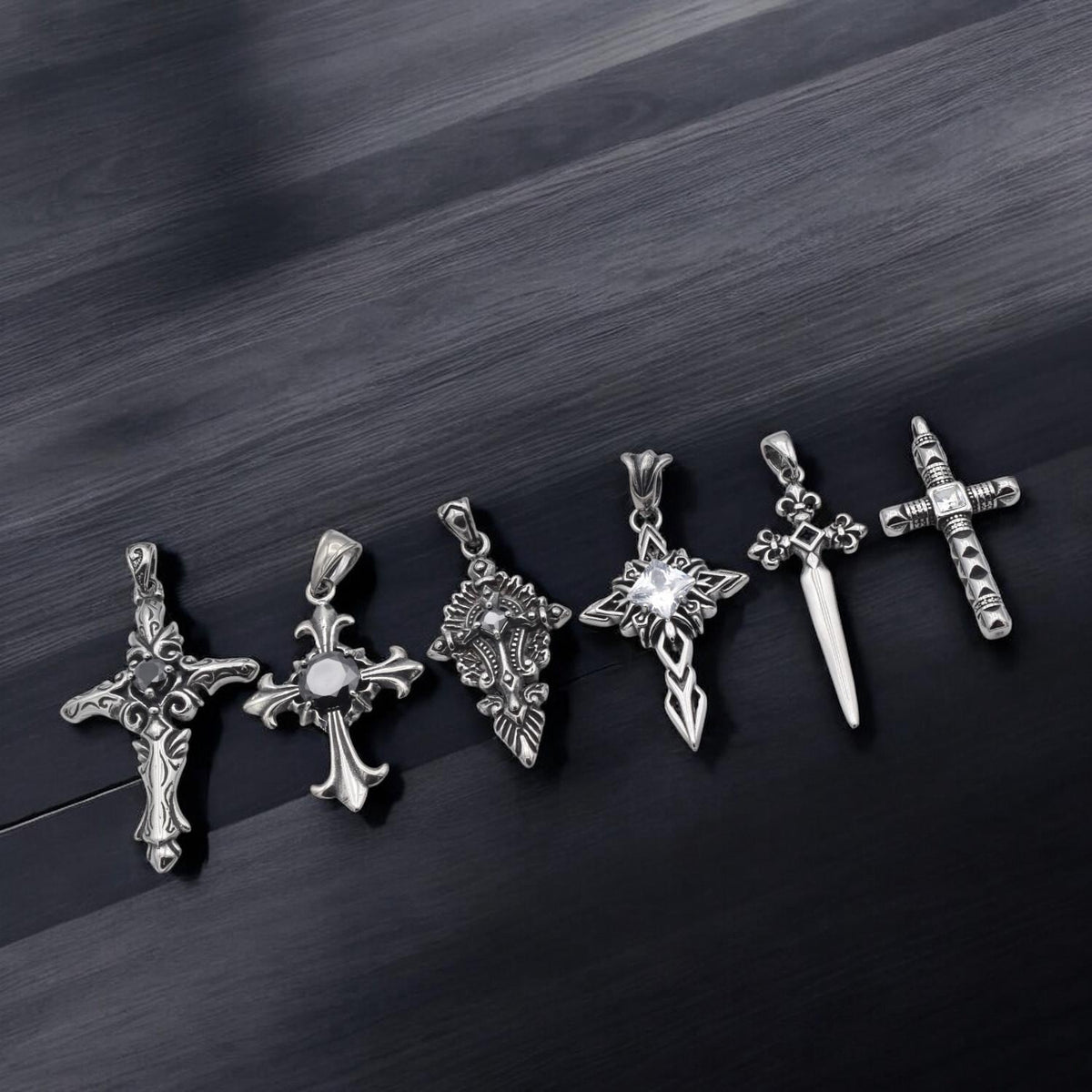 Dagger Cross Pendant - Baroque Geometric Charm - Stainless Steel, Sharp Lines, Jewelry Making Supplies