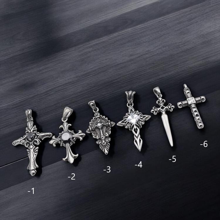 Dagger Cross Pendant - Baroque Geometric Charm - Stainless Steel, Sharp Lines, Jewelry Making Supplies