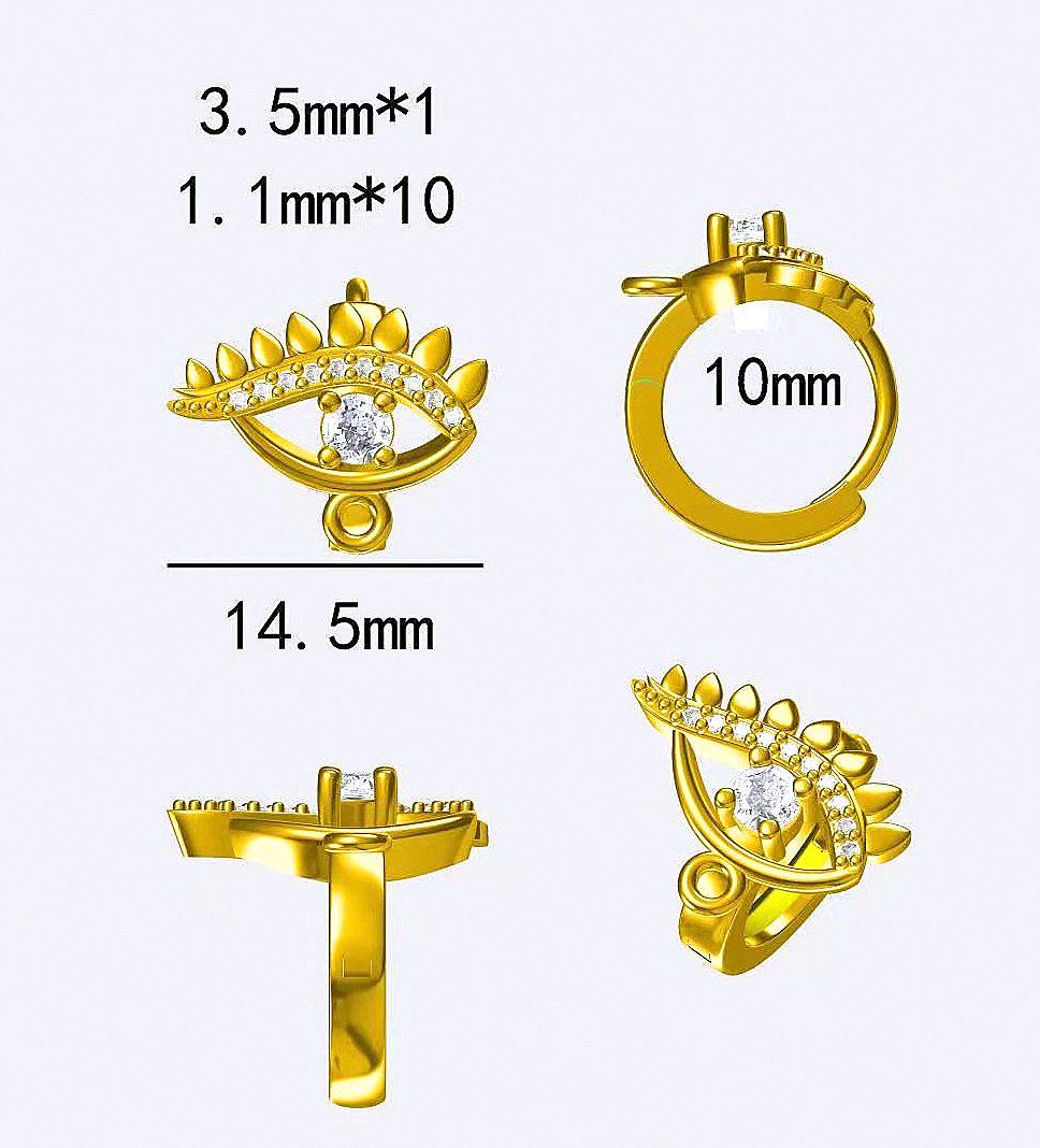 Gold Filled Look EP Lever Back Earrings: Evil Eye Flower Design - Zirconia Findings, Tarnish Resistant, Gold Tone Finish for Jewelry Crafts