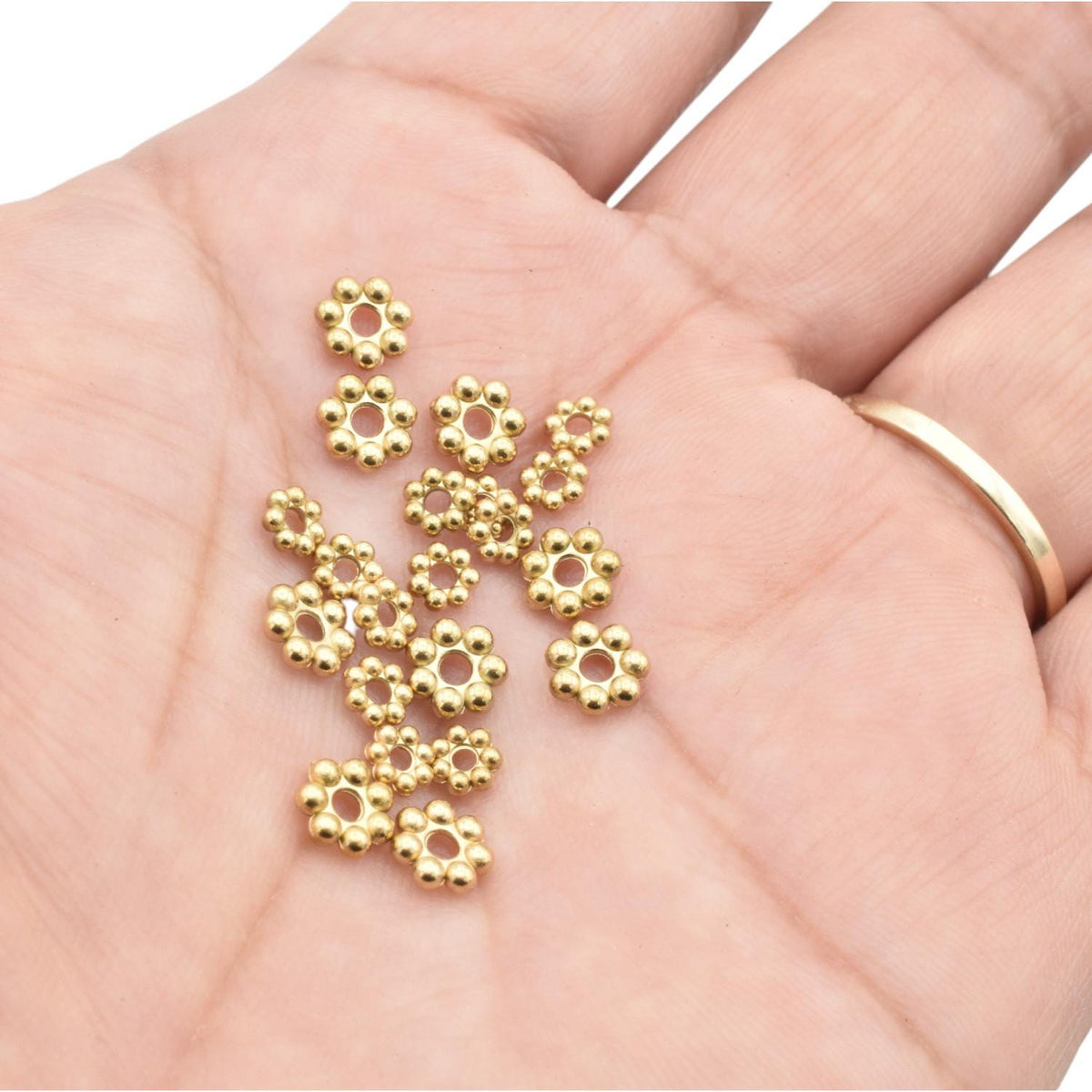 Gold Daisy Roundel Spacer Beads Stainless Steel for jewelry making 4mm and 6mm jewelry making supplies