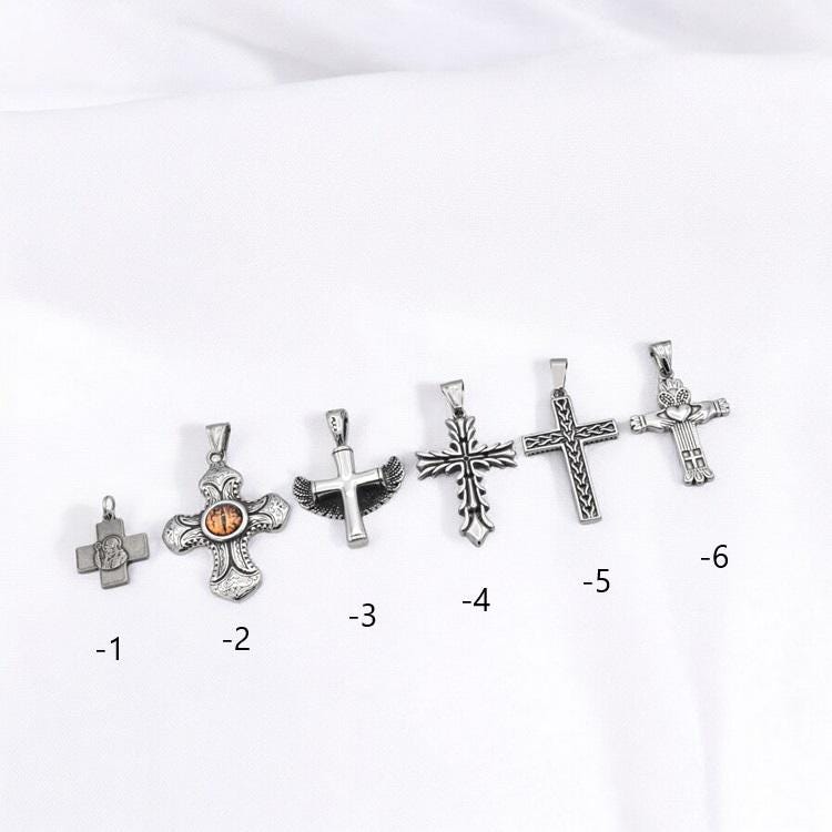 Stainless Steel Cross Pendants for necklaces, jewelry making, and crafts reptile eye cross, wing cross, heart cross, etc....