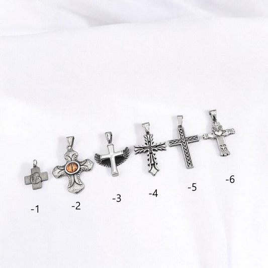Stainless Steel Cross Pendants for necklaces, jewelry making, and crafts reptile eye cross, wing cross, heart cross, etc....