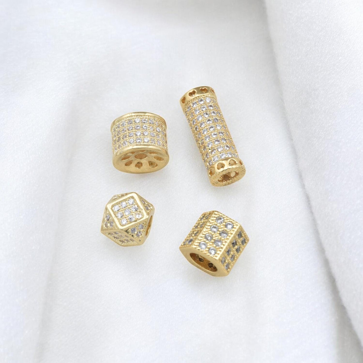 CZ Zirconia Spacer Beads Gold Filled Alternative Jewelry Findings with Sparkling (Multiple Sizes, DIY Crafts, Premium Quality)
