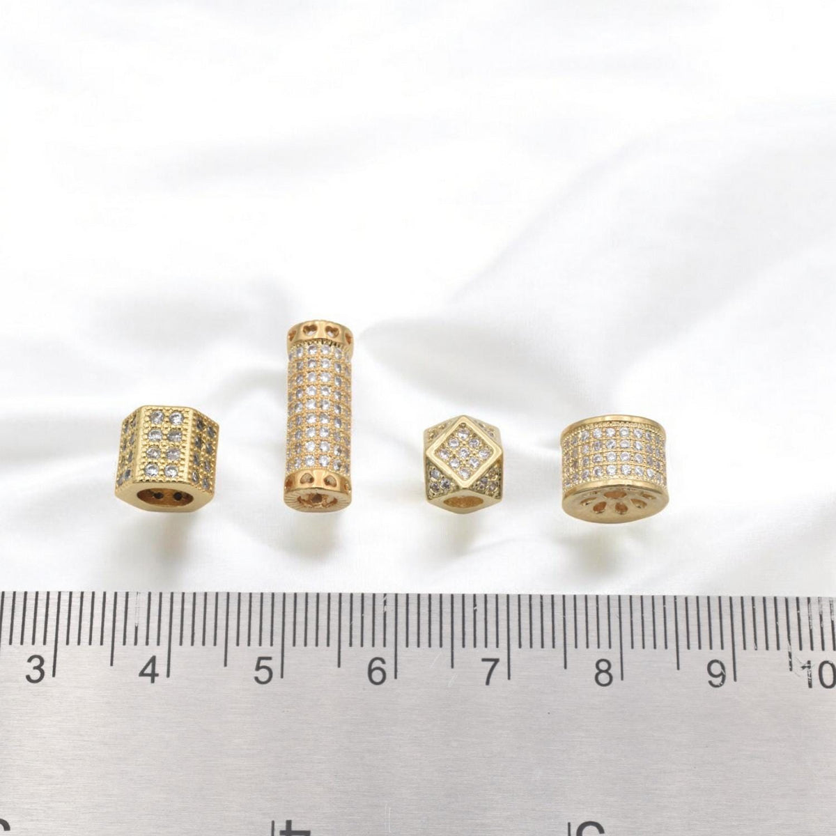 CZ Zirconia Spacer Beads Gold Filled Alternative Jewelry Findings with Sparkling (Multiple Sizes, DIY Crafts, Premium Quality)