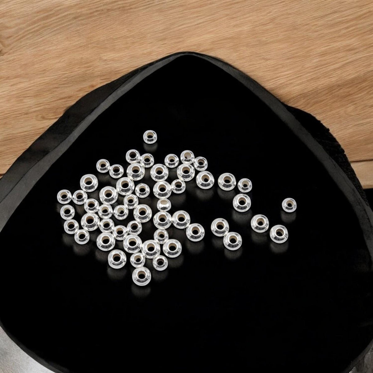 Sterling Silver 925 Rondelle Spacer Beads   3mm & 4mm, Pack of 50 jewelry making supplies - detail image 5