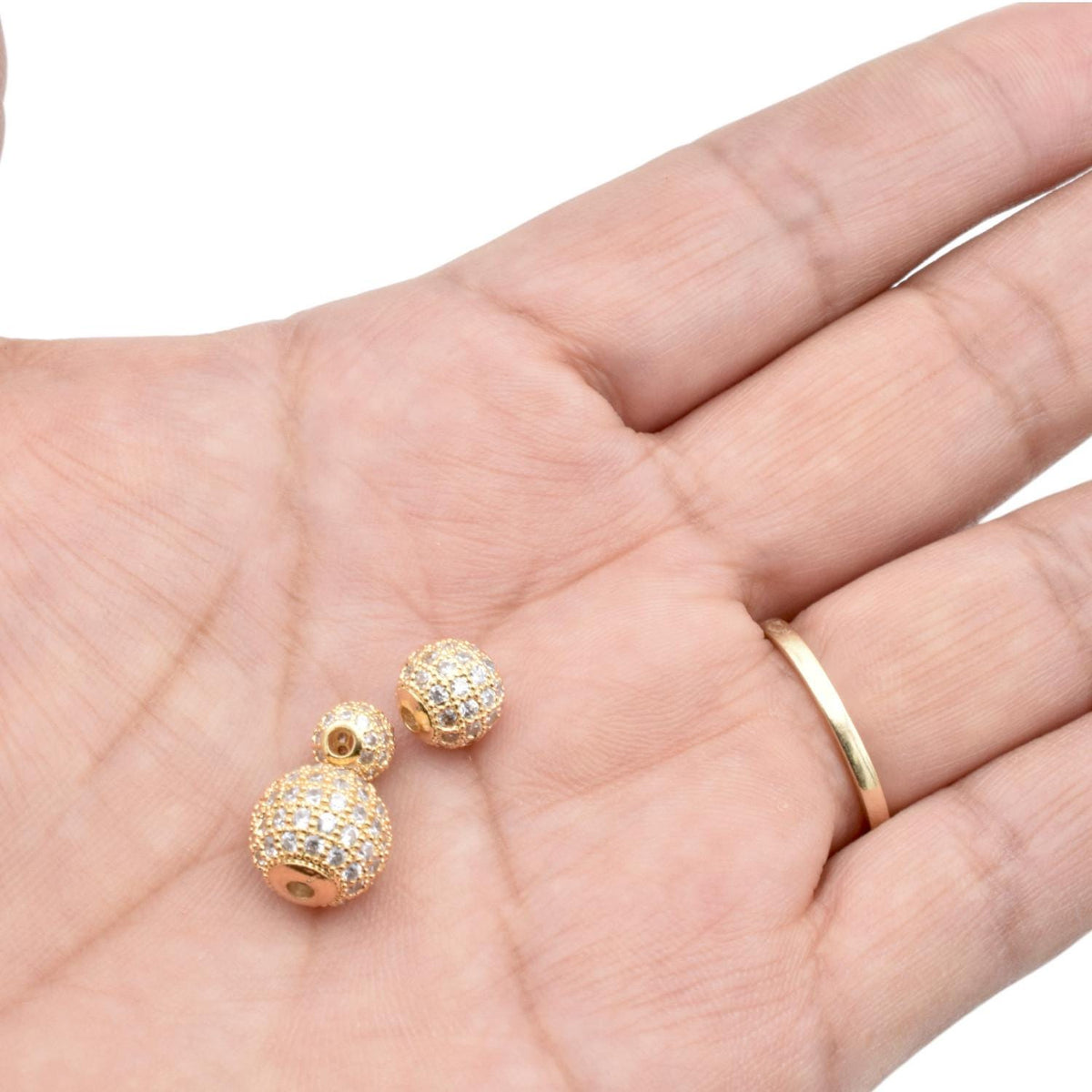 Micro Pave Beads Sparkling CZ Zirconia: Gold Filled Alternative Round Pave Beads, 6mm 8mm 10mm Sizes | Jewelry Design, Craft Supplies