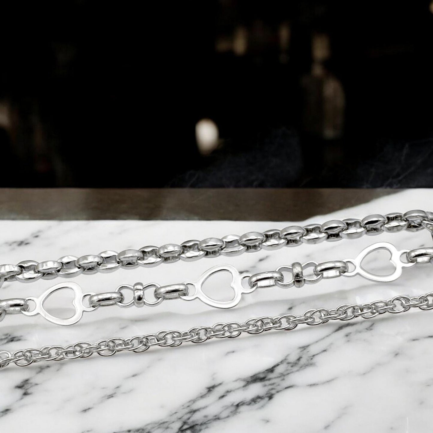 Heart Link Rolo Chain Jewelry Supply: Stainless Steel Romantic Connector Links, Bright Finish (1-6mm Sizes, Charm Necklace & Bracelet Craft)
