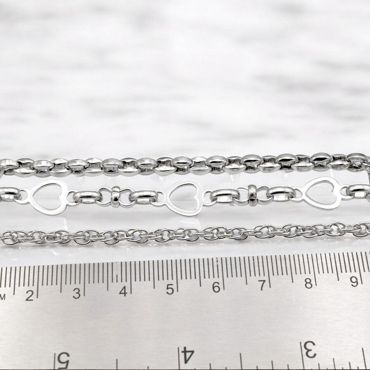 Heart Link Rolo Chain Jewelry Supply: Stainless Steel Romantic Connector Links, Bright Finish (1-6mm Sizes, Charm Necklace & Bracelet Craft)