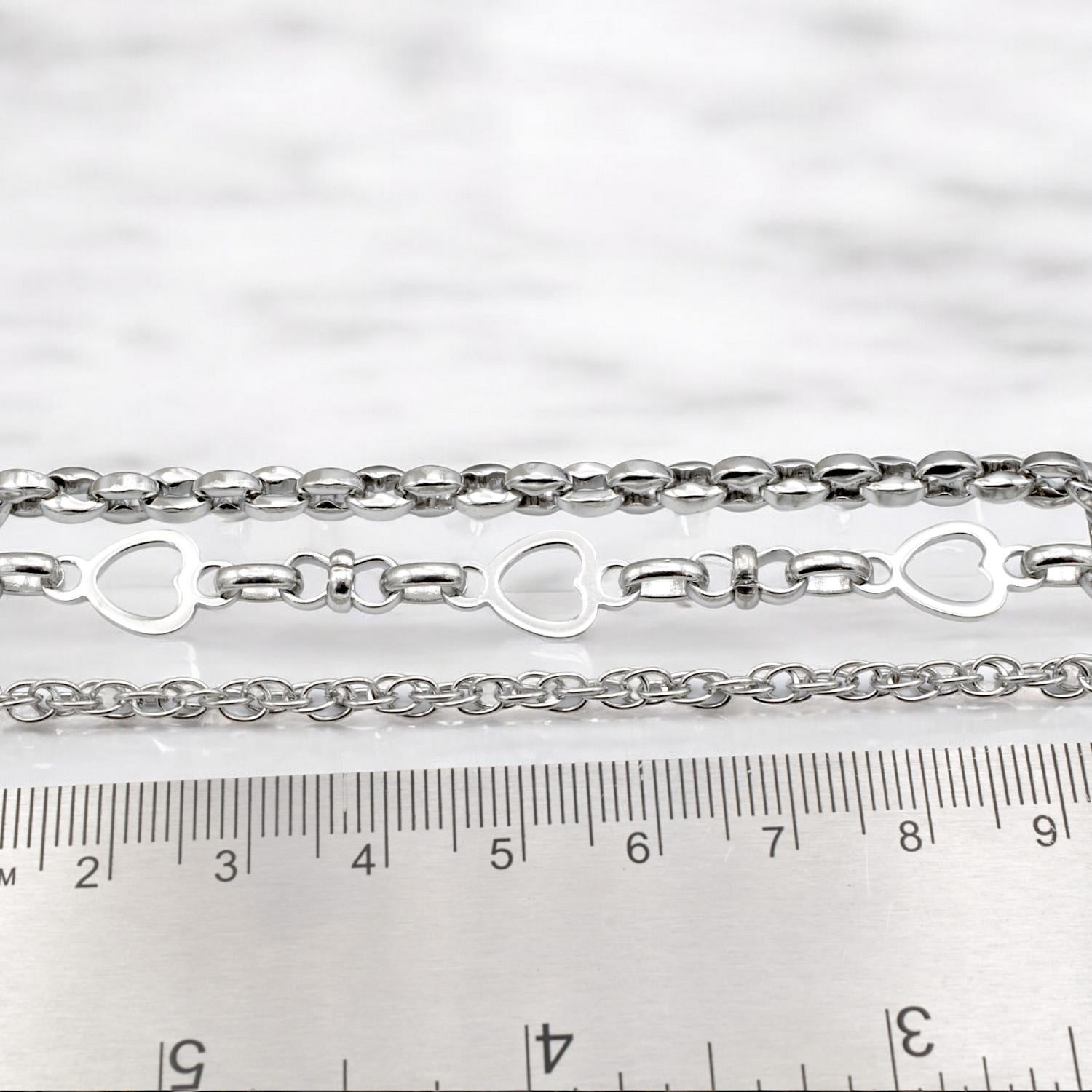 Heart Link Rolo Chain Jewelry Supply: Stainless Steel Romantic Connector Links, Bright Finish (1-6mm Sizes, Charm Necklace & Bracelet Craft)