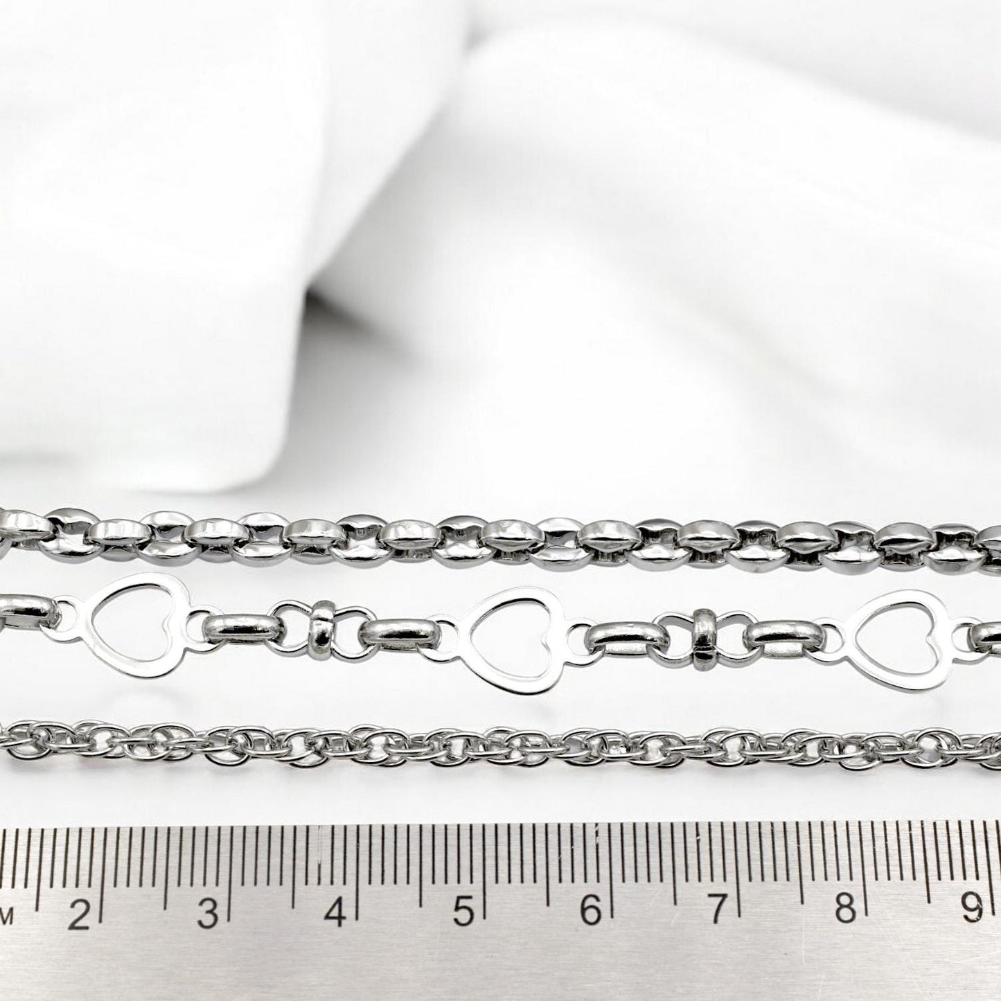 Heart Link Rolo Chain Jewelry Supply: Stainless Steel Romantic Connector Links, Bright Finish (1-6mm Sizes, Charm Necklace & Bracelet Craft)
