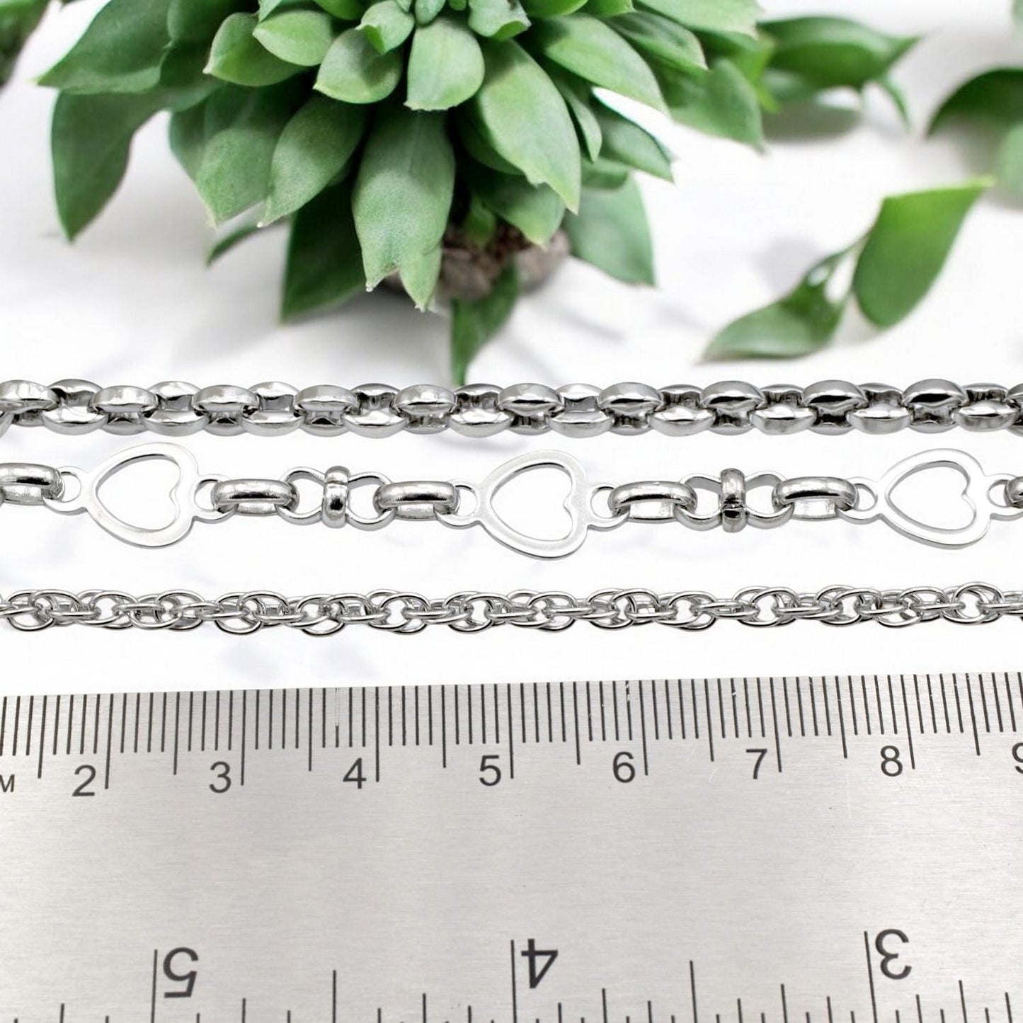 Heart Link Rolo Chain Jewelry Supply: Stainless Steel Romantic Connector Links, Bright Finish (1-6mm Sizes, Charm Necklace & Bracelet Craft)