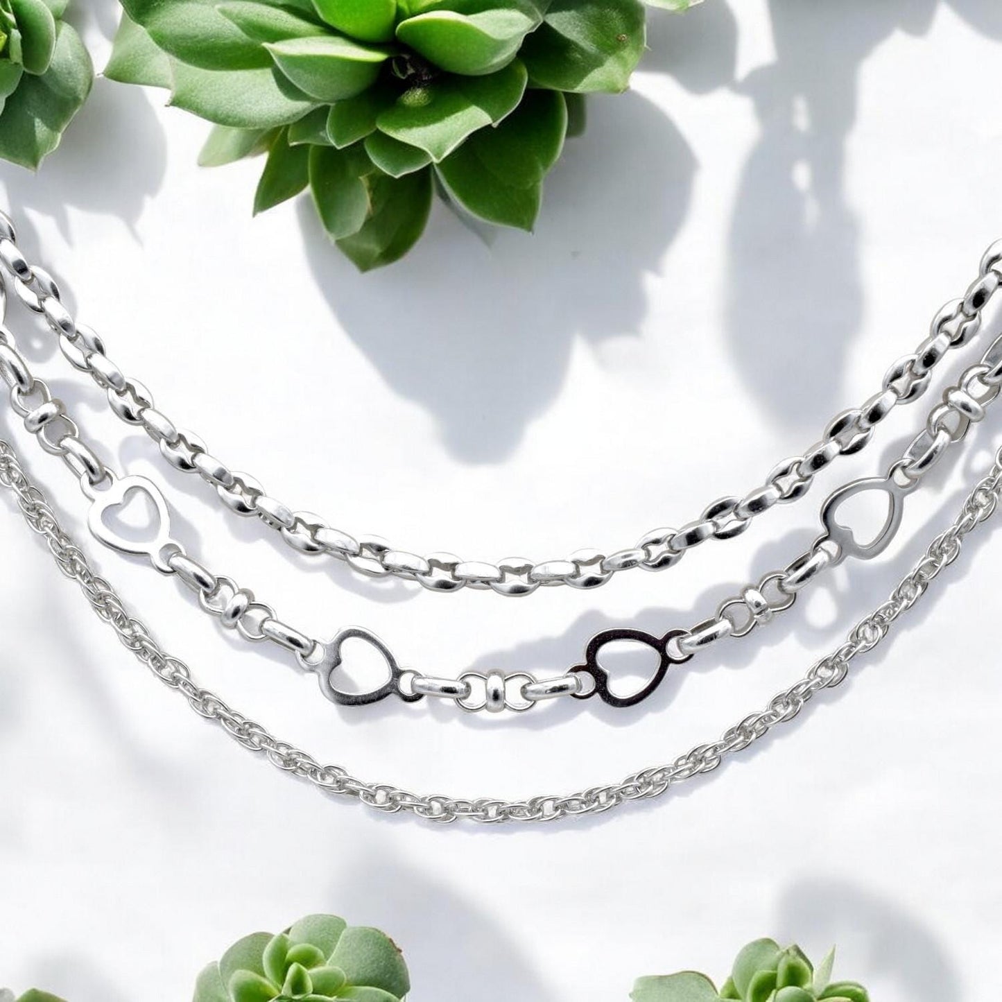 Heart Link Rolo Chain Jewelry Supply: Stainless Steel Romantic Connector Links, Bright Finish (1-6mm Sizes, Charm Necklace & Bracelet Craft)