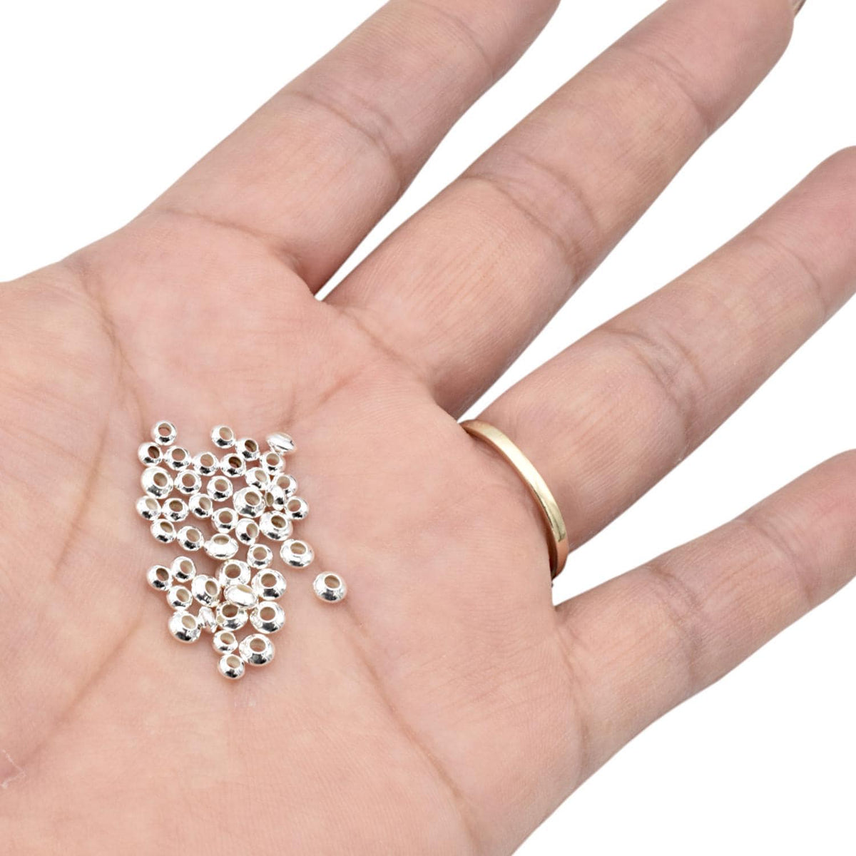 Sterling Silver 925 Spacer Beads Large Hole Rondelle - Donut Shape, Smooth Polished Metal, Jewelry Making, DIY Craft Supplies