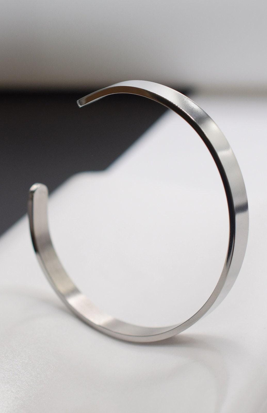 Plain Stainless Steel Bangle Unisex & Adjustable Approx Size 65mm For Jewelry Making width 6mm jewelry making supplies - d...