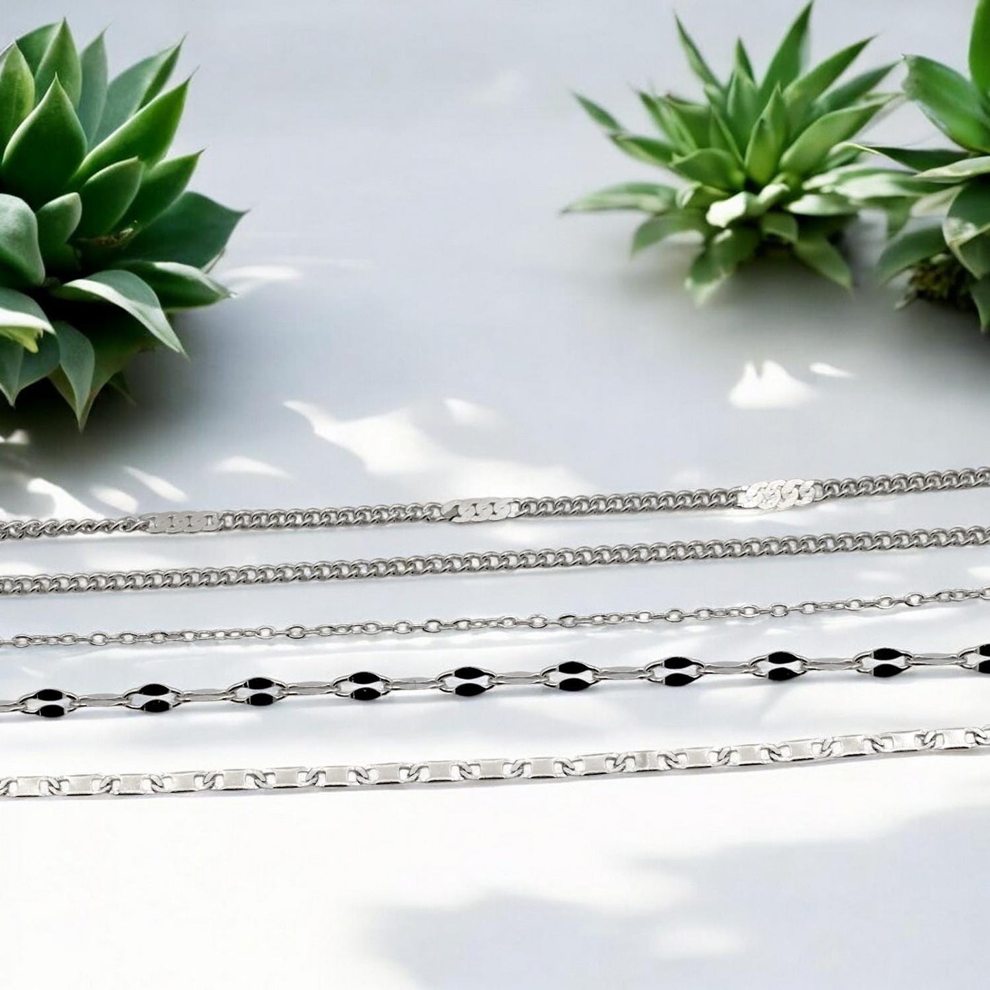 Chain By The Yard Stainless Steel Jewelry Supply: Modern Saturn Cable Design, Polished Finish (1.5mm-2.25mm, Tarnish Resistant)