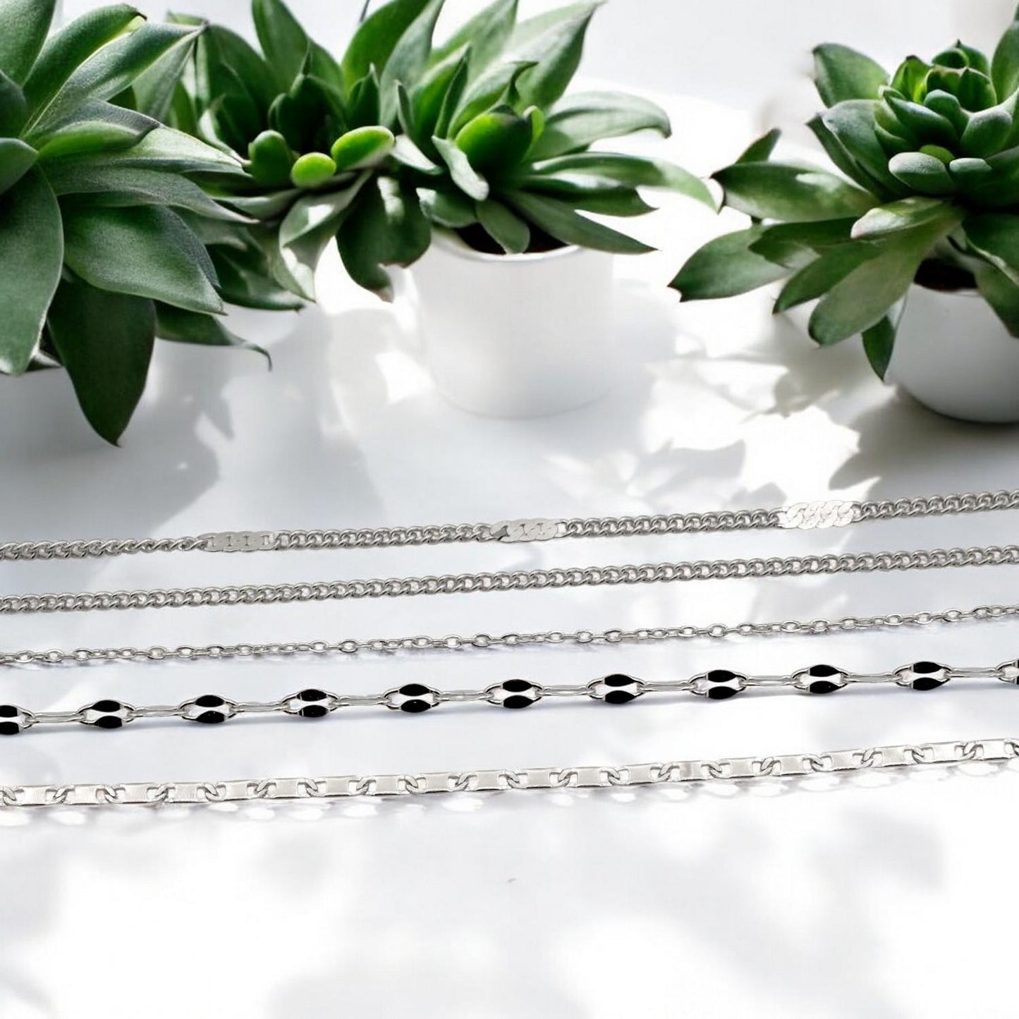 Chain By The Yard Stainless Steel Jewelry Supply: Modern Saturn Cable Design, Polished Finish (1.5mm-2.25mm, Tarnish Resistant)