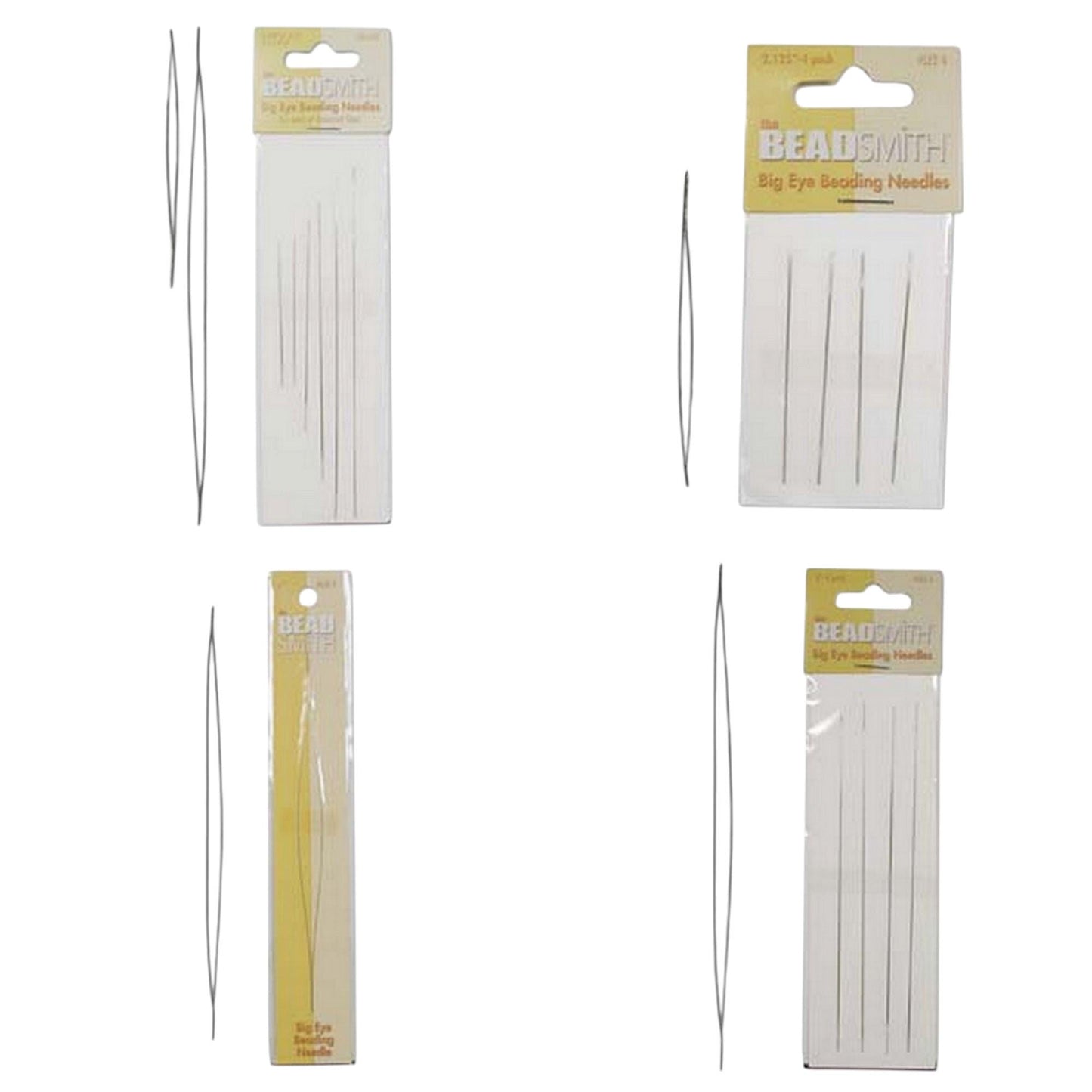 Big Eye Beading Needles Jewelry Making Tools, Large Soldered Eye (2.125" & 5", Assorted Packs, Steel)