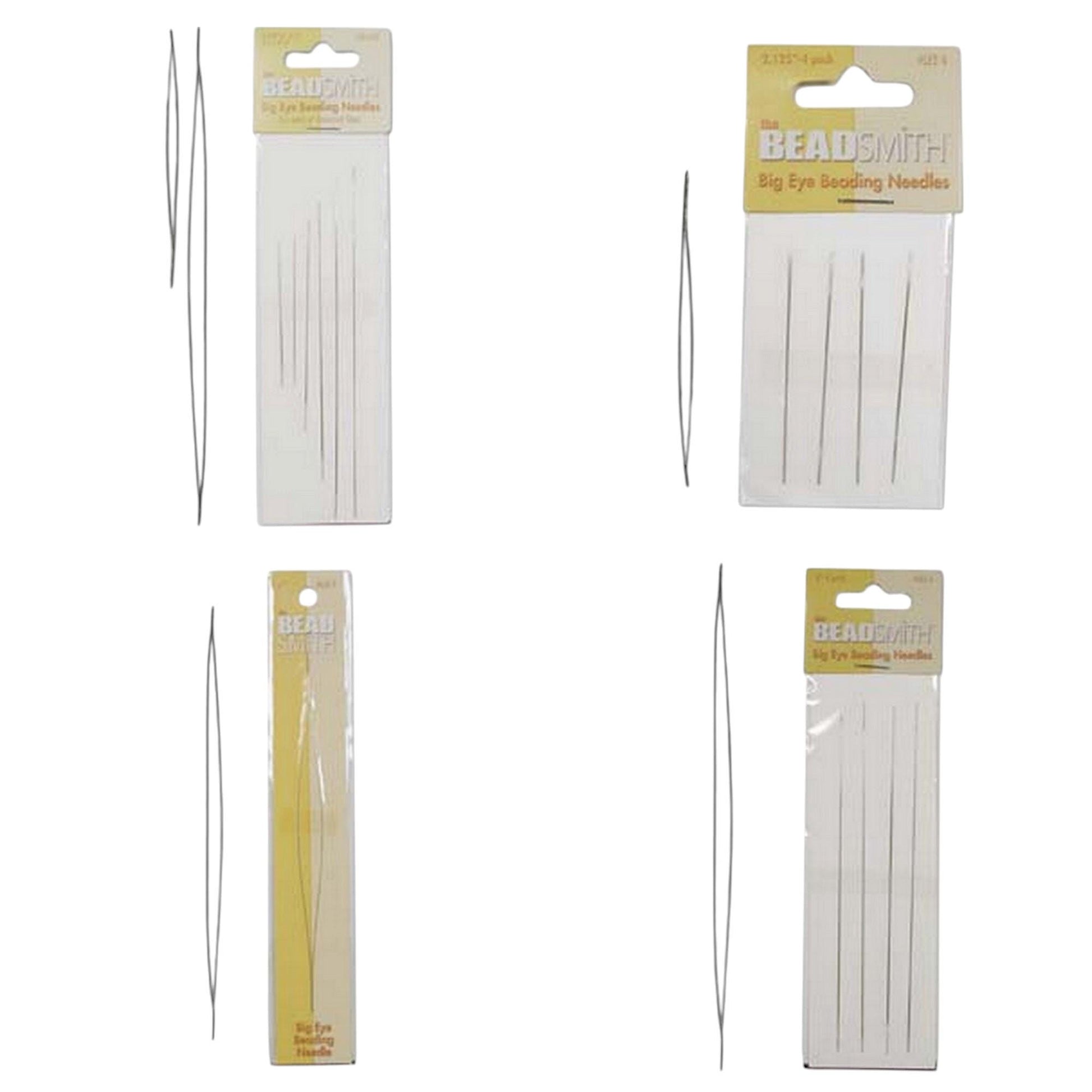 Big Eye Beading Needles Jewelry Making Tools, Large Soldered Eye (2.125" & 5", Assorted Packs, Steel)