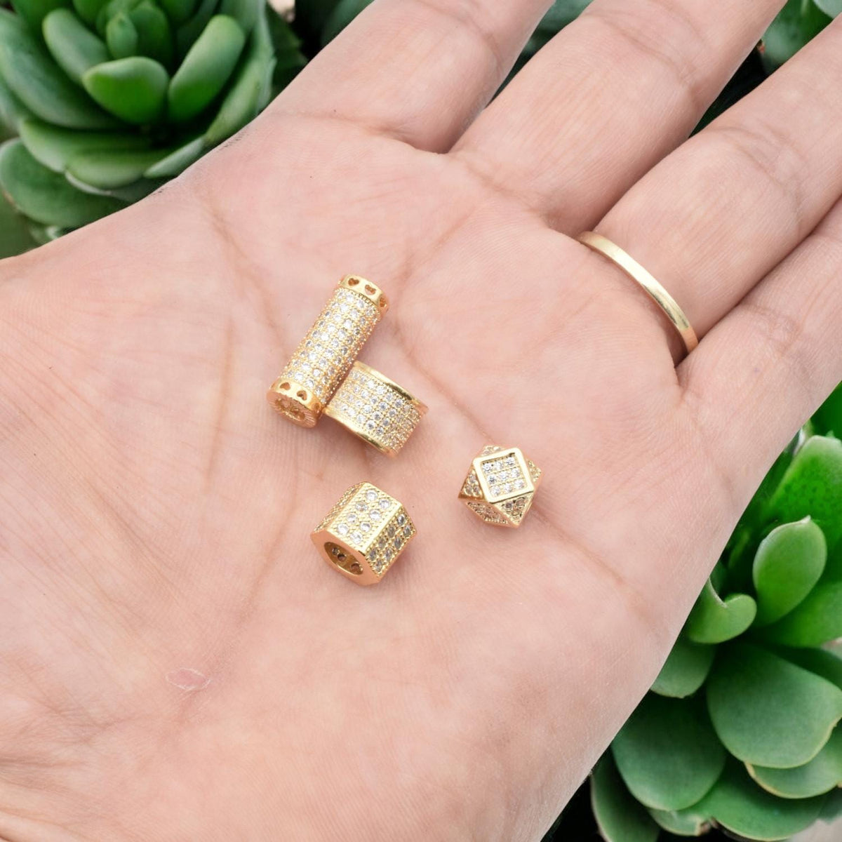 Gold Filled look, CZ Spacer Beads for Jewelry Making | Elegant DIY Supplies jewelry making supplies - detail image 3