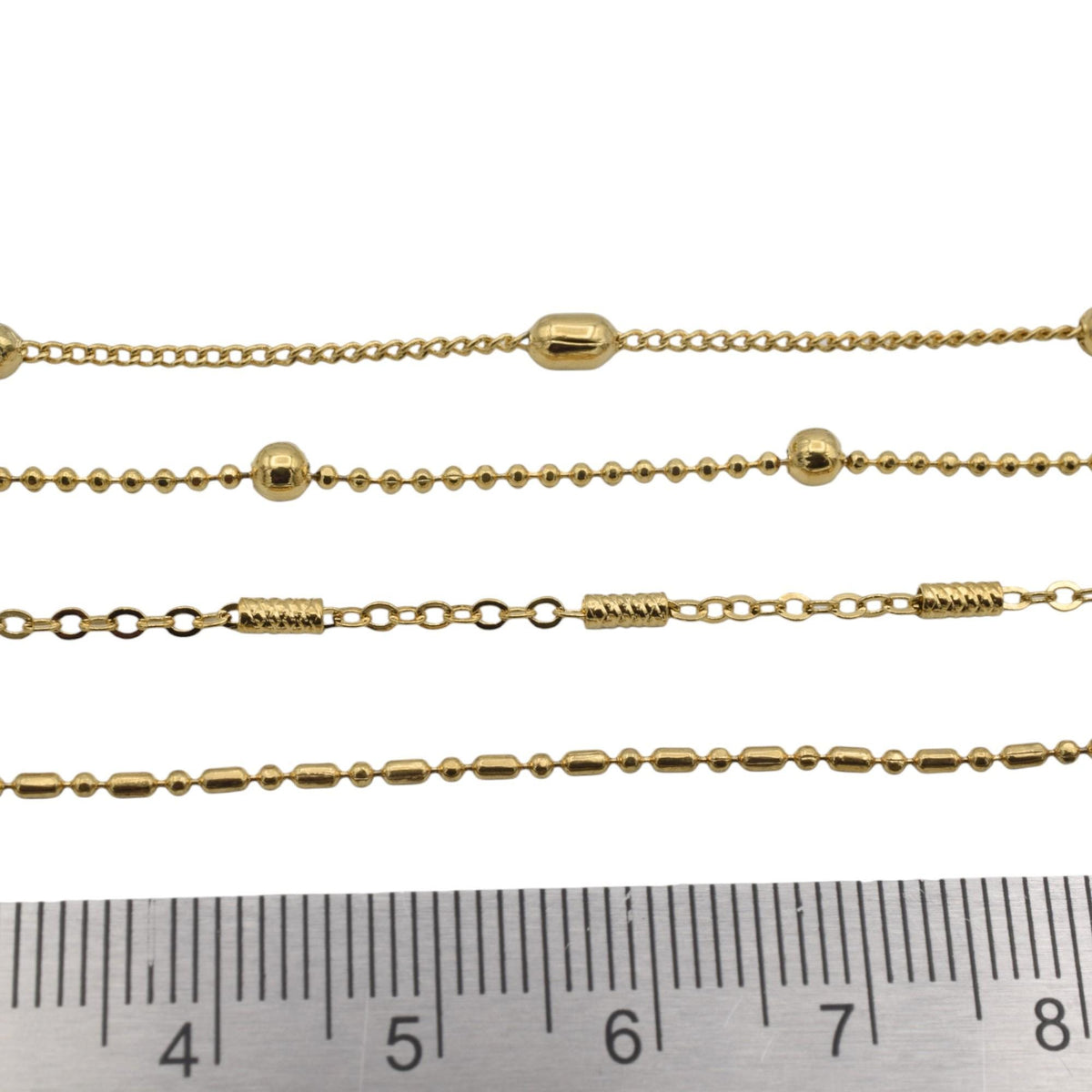 Gold Filled Look Durable, Waterproof Chains Multiple Elegant Styles, Twisted Cable, Beaded Chain, Rope and Bar Chain with...