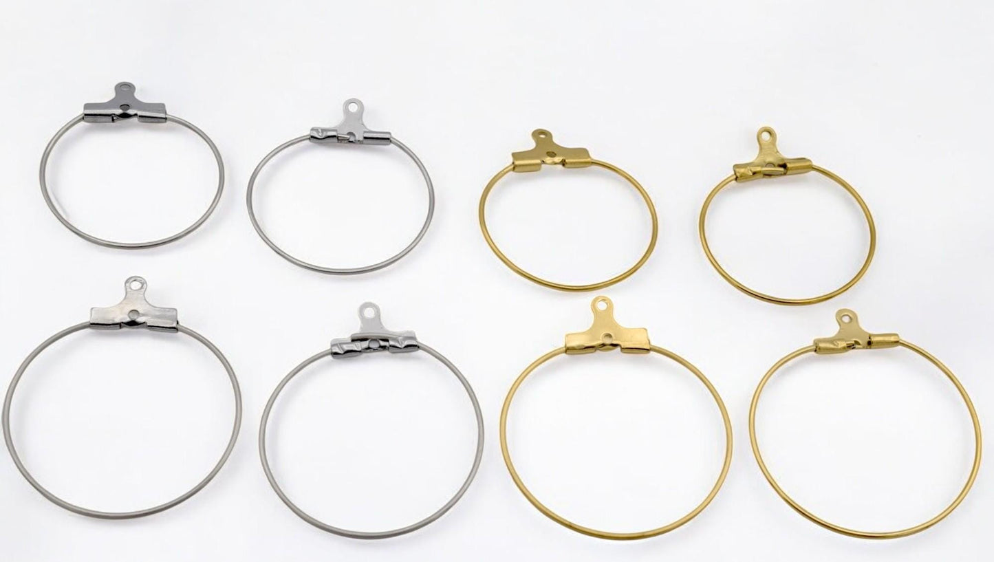 Gold Plated Clip On Wire Hoop Rings: Sleek Finish - Durable Stainless Steel, Jewelry Making, DIY Decoration Hoops
