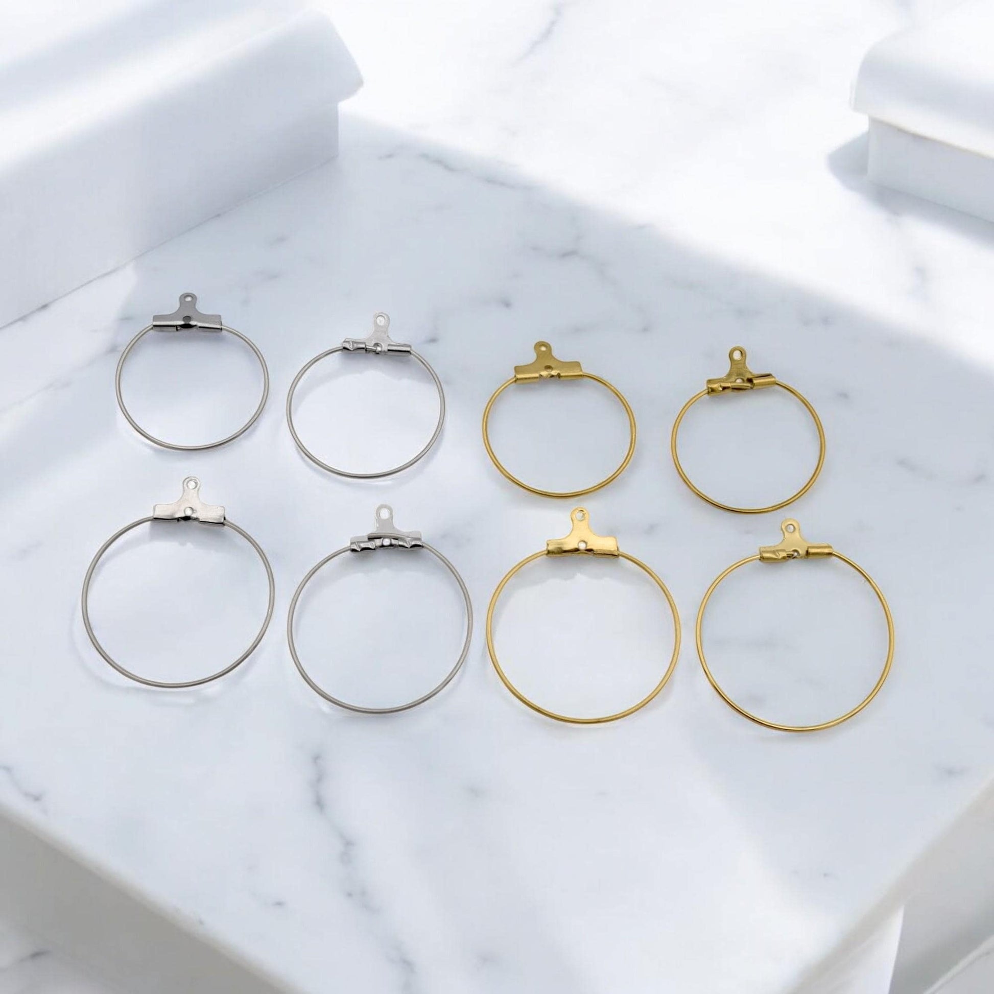 Gold Plated Clip On Wire Hoop Rings: Sleek Finish - Durable Stainless Steel, Jewelry Making, DIY Decoration Hoops
