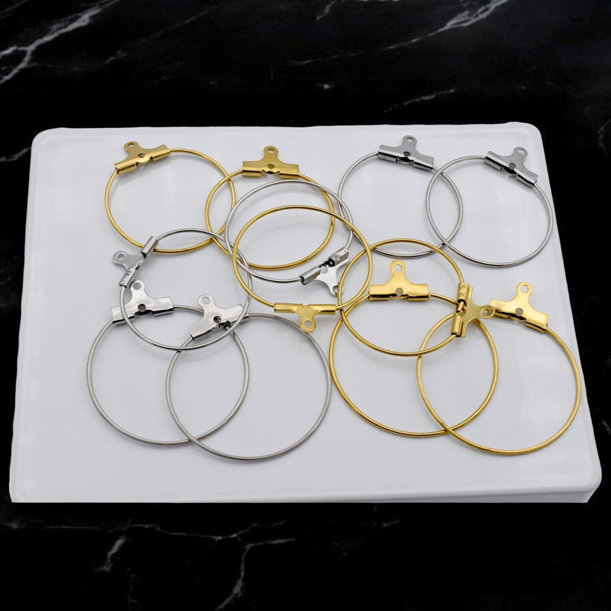 Stainless Steel and Gold Plated Clip On Wire Hoop Rings – Durable and Versatile 20mm and 25mm jewelry making supplies - de...