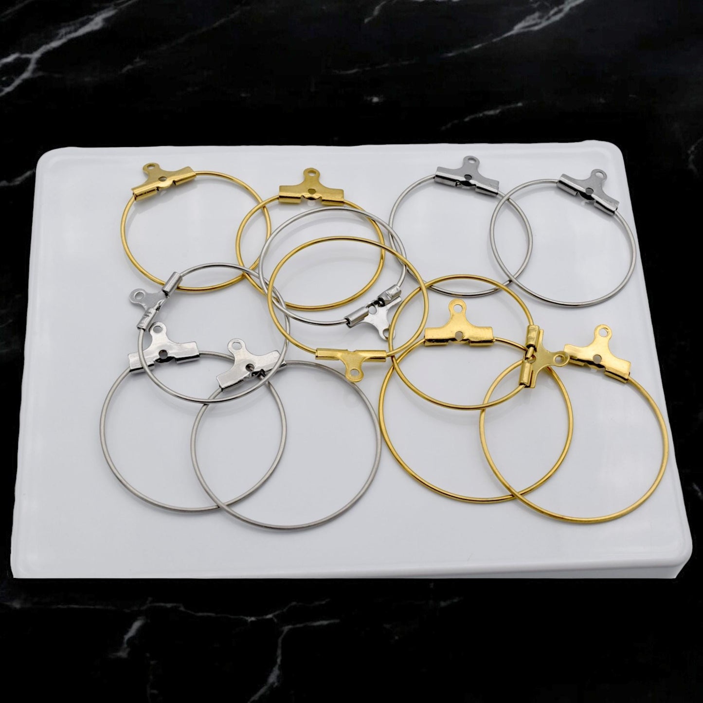 Gold Plated Clip On Wire Hoop Rings: Sleek Finish - Durable Stainless Steel, Jewelry Making, DIY Decoration Hoops