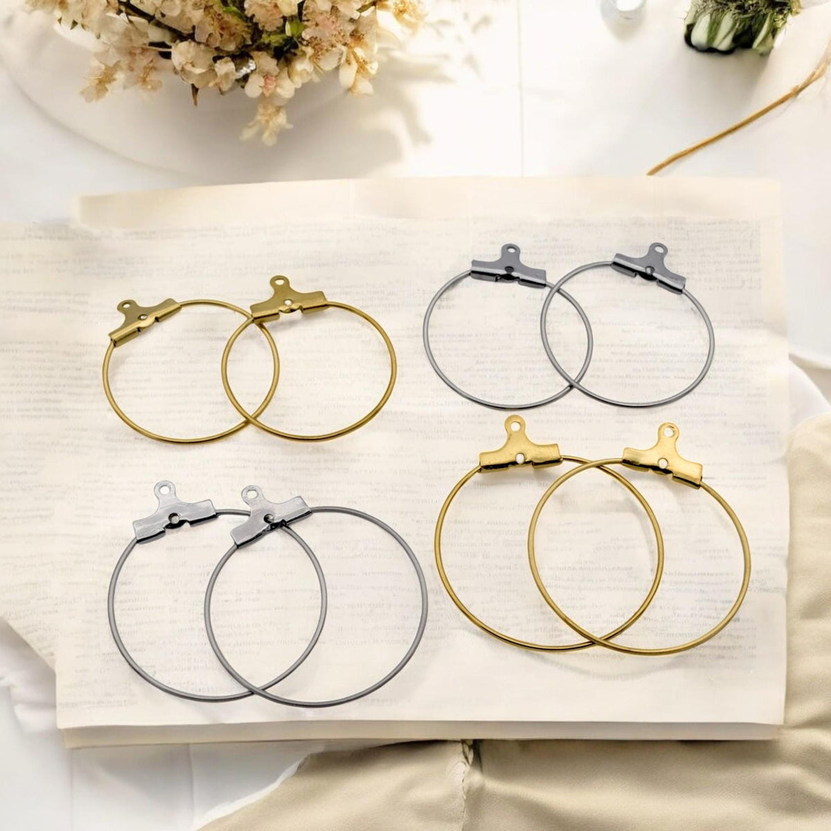 Stainless Steel and Gold Plated Clip On Wire Hoop Rings – Durable and Versatile 20mm and 25mm jewelry making supplies - de...