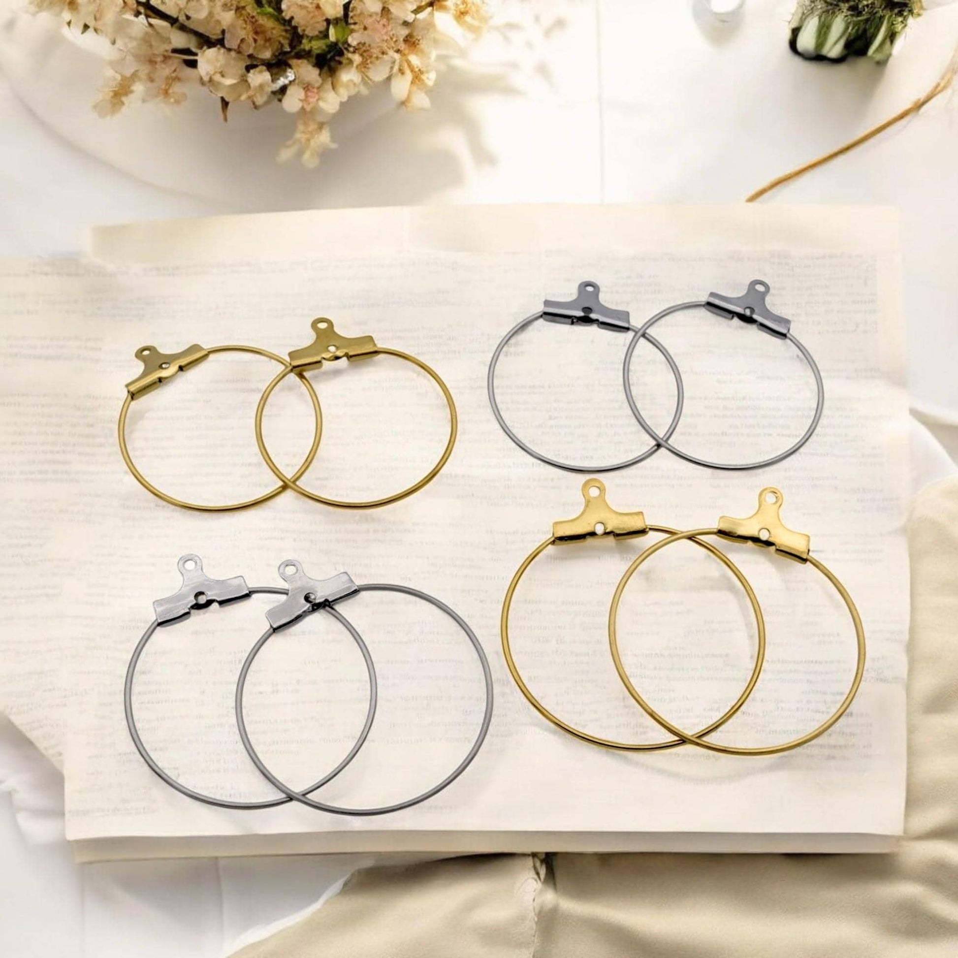 Gold Plated Clip On Wire Hoop Rings: Sleek Finish - Durable Stainless Steel, Jewelry Making, DIY Decoration Hoops