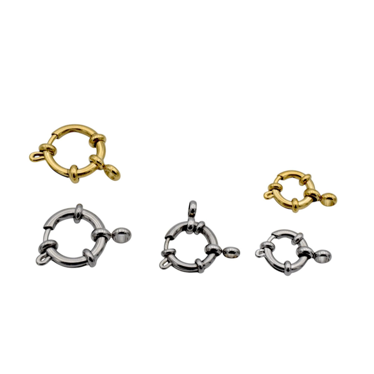 Stainless Steel and Gold Plated Spring Anchor Ring Clasps – Durable Jewelry Findings, 10mm,12mm and 14mm  Hypoallergenic S...