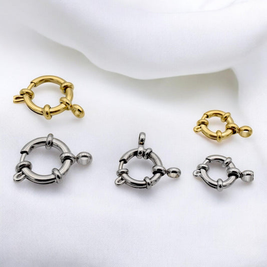Stainless Steel and Gold Plated Spring Anchor Ring Clasps – Durable Jewelry Findings, 10mm,12mm and 14mm  Hypoallergenic S...