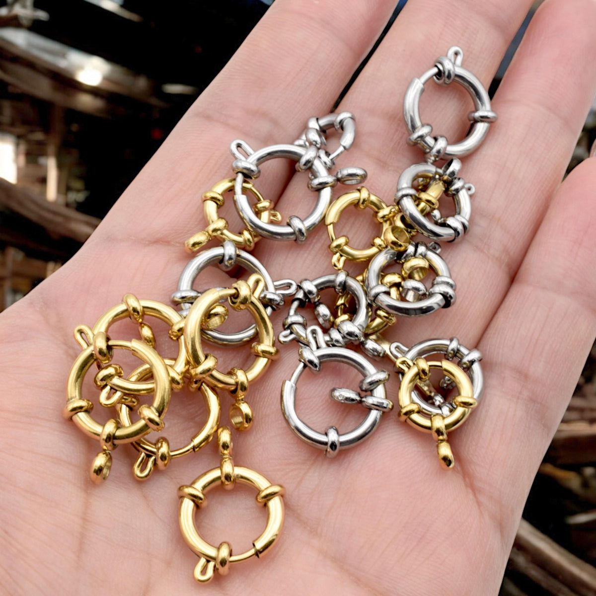 Anchor Ring Clasps Gold-Finishing Stainless Steel - Durable Spring Closures, Jewelry Hardware , Hypoallergenic, Multiple Sizes