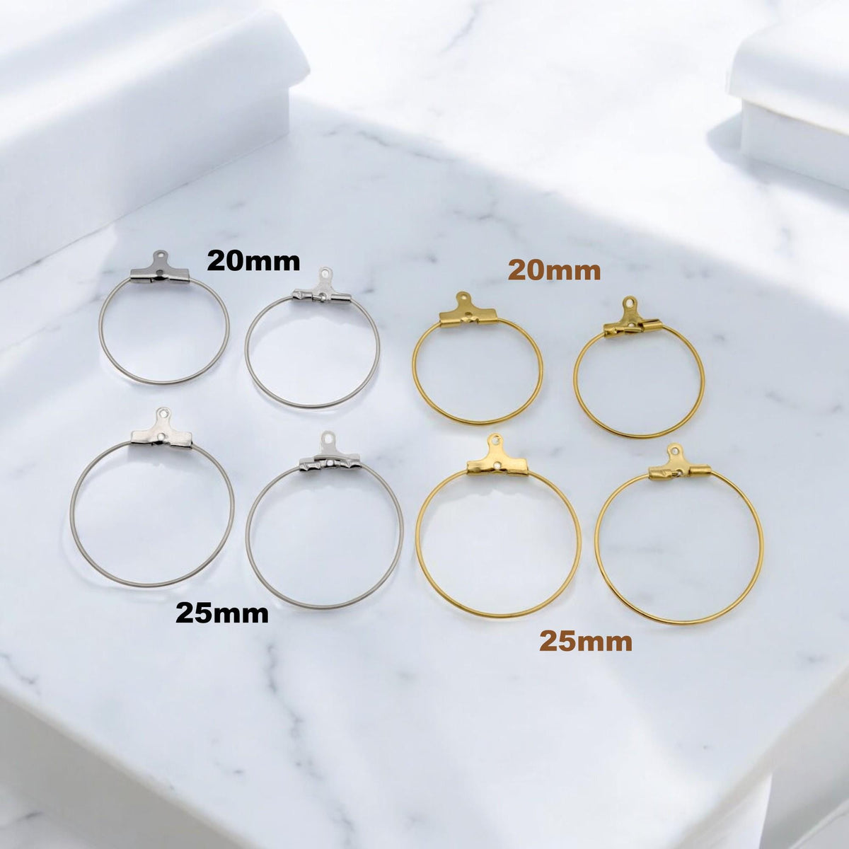 Gold Plated Clip On Wire Hoop Rings: Sleek Finish - Durable Stainless Steel, Jewelry Making, DIY Decoration Hoops