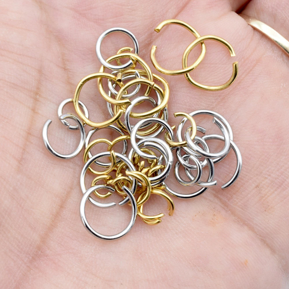 Gold Plated Open Jump Rings Jewelry Making Set, Mixed Sizes (4mm-10mm, Stainless Steel, 100 Pieces Bag)
