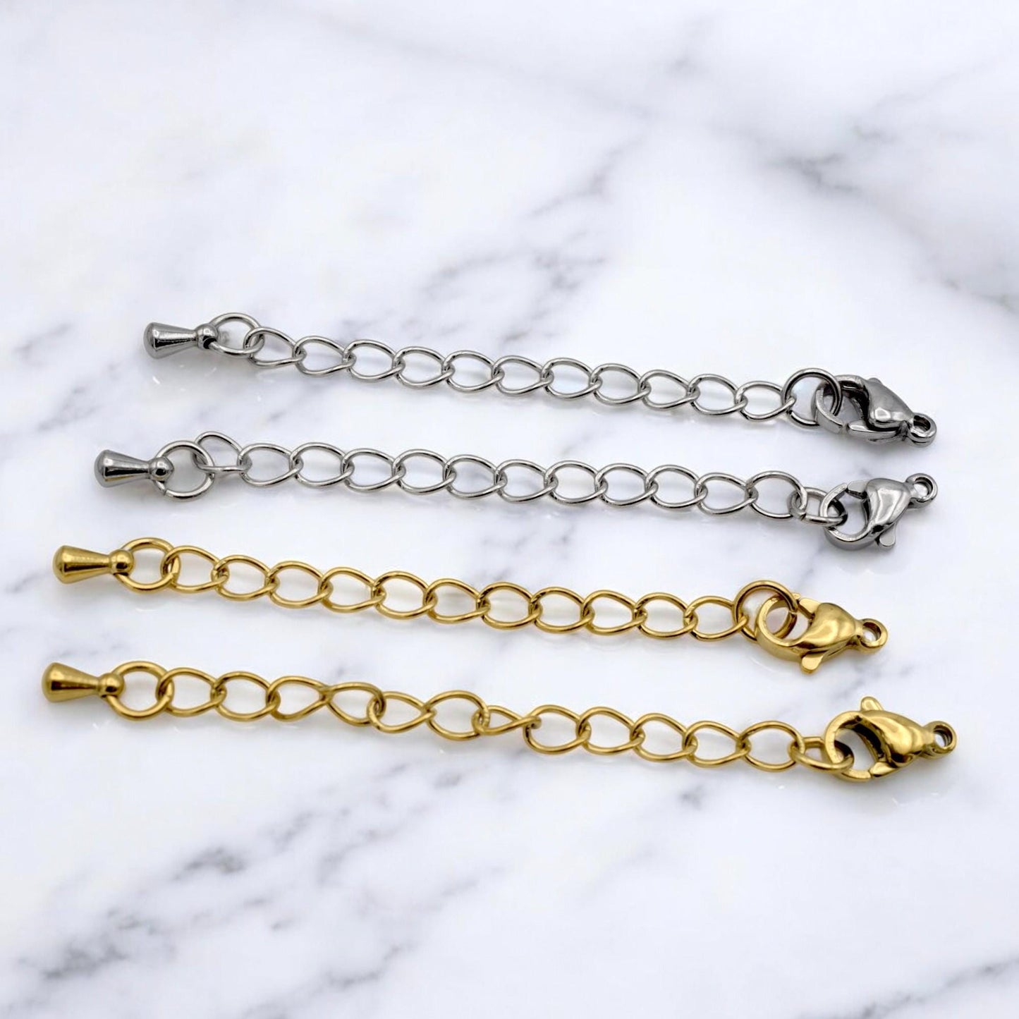Gold Plated Chain Extenders: 2 Inch Adjustable Links, Lobster Clasp, Stainless Steel | Jewelry Repair, Durable Components | 12 Pieces