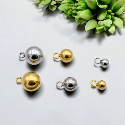 Hypoallergenic Stainless Steel and Gold Plated Ball Pendants Hanger Beads– Durable and Stylish Sizes 4 to 8mm jewelry maki...