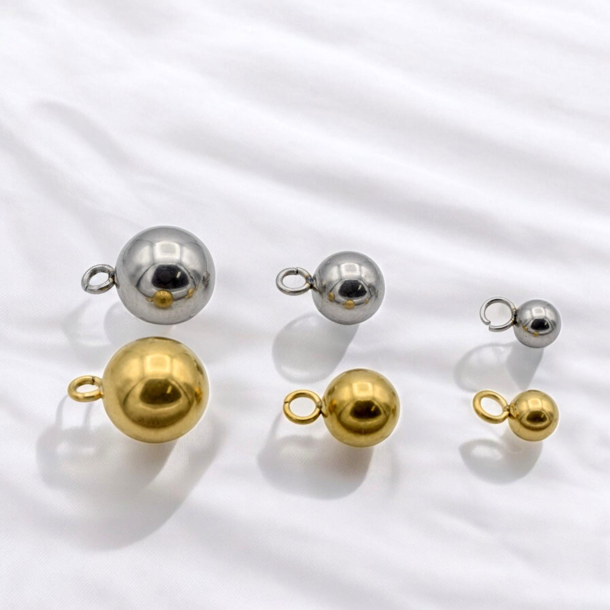 Hypoallergenic Stainless Steel and Gold Plated Ball Pendants Hanger Beads– Durable and Stylish Sizes 4 to 8mm jewelry maki...