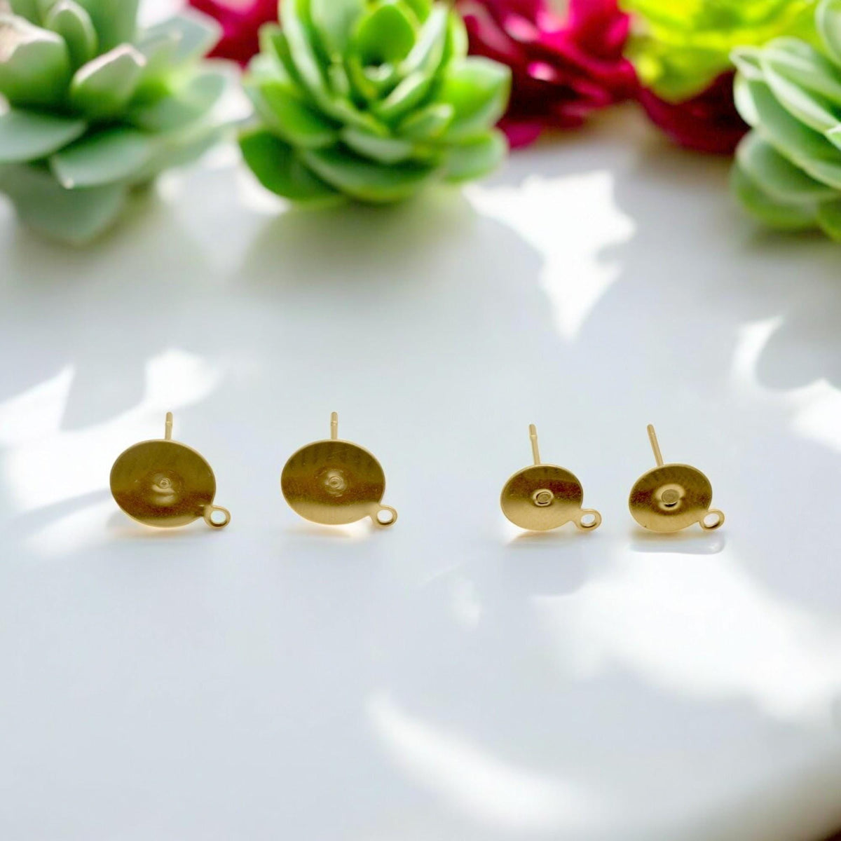 Gold Finishing Findings Earring Posts: Hypoallergenic Stainless Steel, Secure Peg Design | Hanging Loop, 11-12mm Length, Jewelry Supplies
