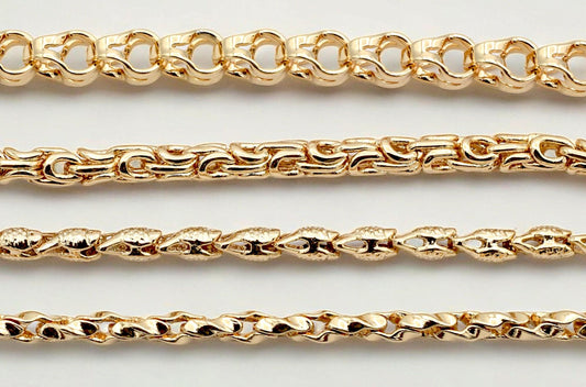 Gold Filled Alternative Waterproof Chains: Elegant Durable Jewelry Components (Anchor, Rope, Twisted Styles, Multiple Sizes)