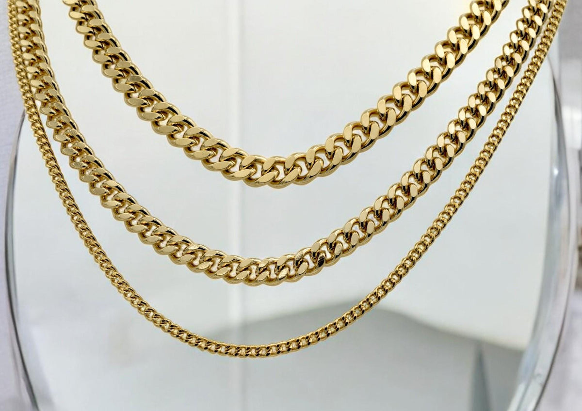 Gold Filled Alternative Waterproof Curb Chains: Classic Durable Design - Tarnish Resistant, Thick Metal Links, Jewelry Making Supplies