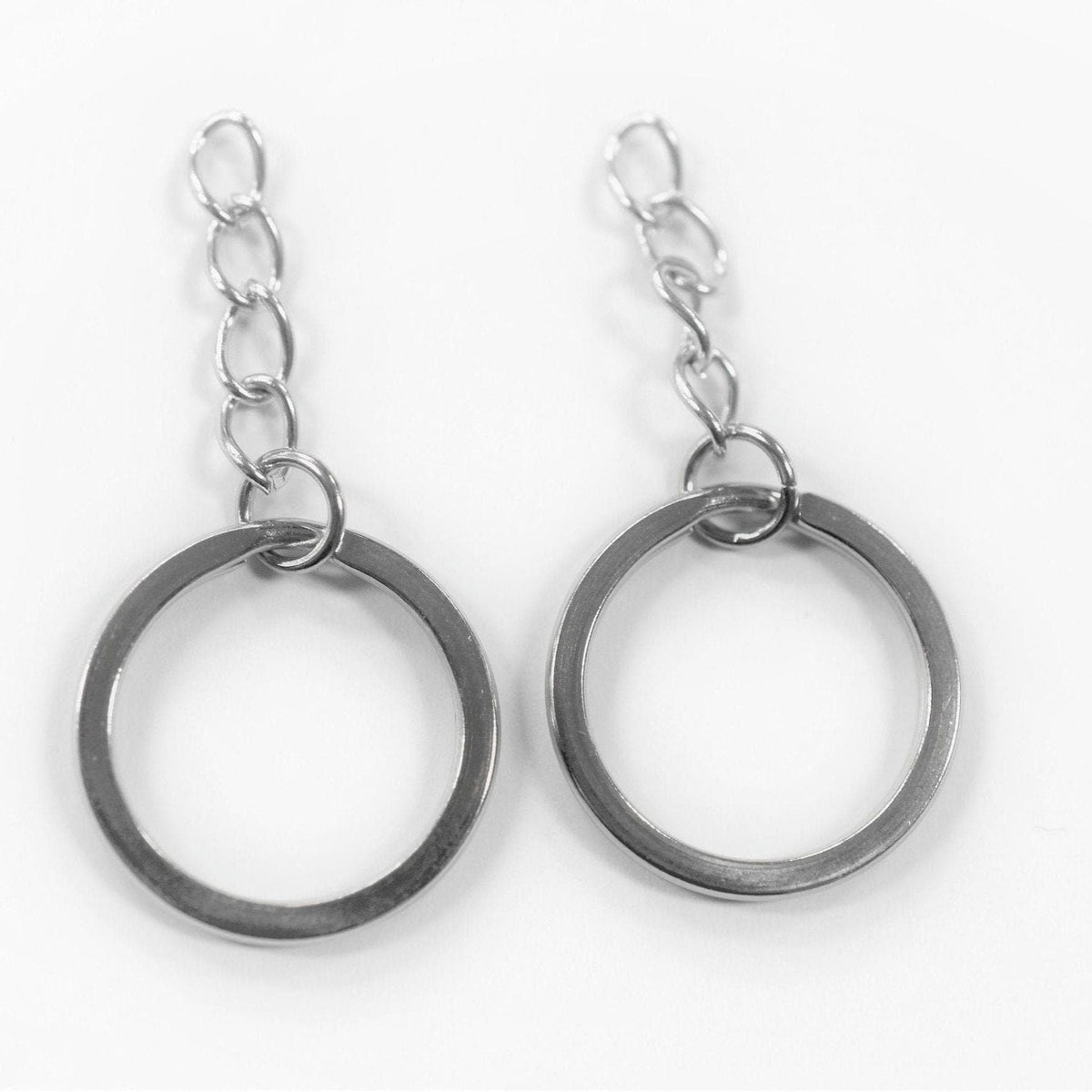 Stainless Steel Hook Key Chain Extension - Double Round Ring 20mm, 2mm Thick Durable Metal, Jewelry Findings, Craft Supplies Bulk Pack