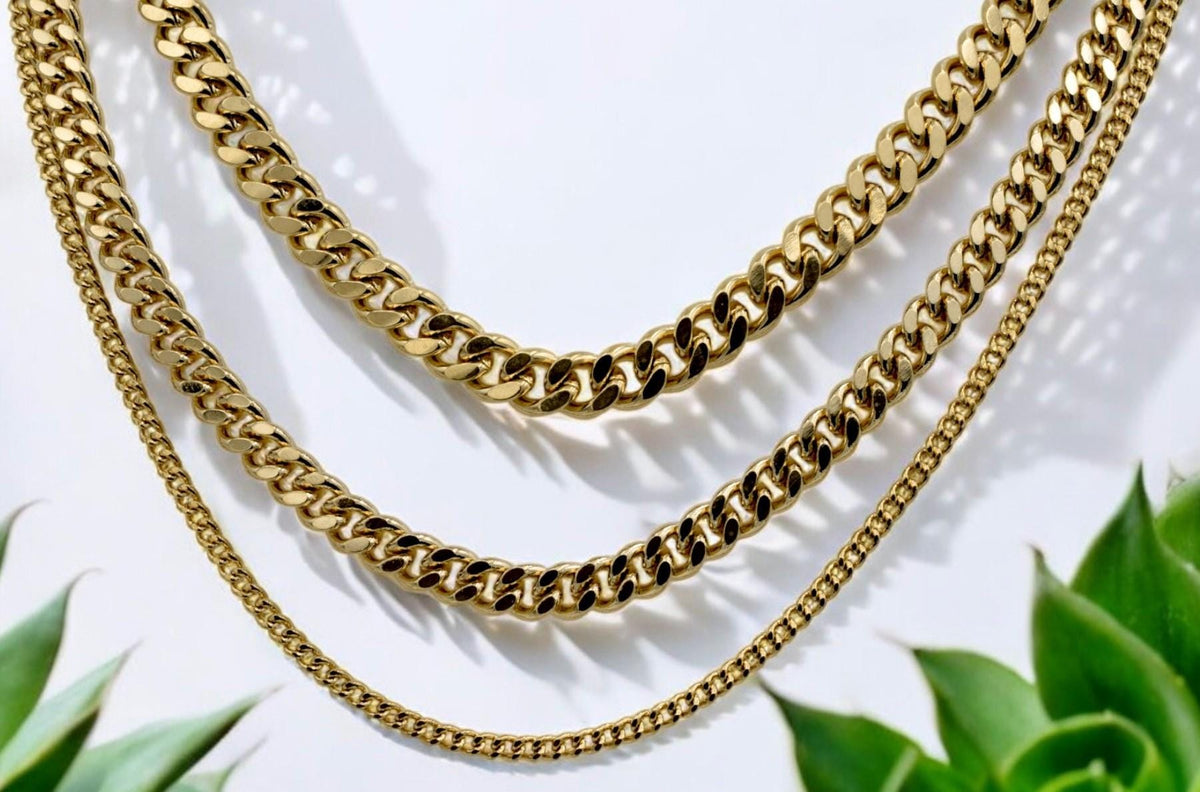 Gold Filled Alternative Waterproof Curb Chains: Classic Durable Design - Tarnish Resistant, Thick Metal Links, Jewelry Making Supplies