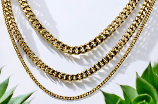 Gold Filled Alternative Waterproof Curb Chains: Classic Durable Design - Tarnish Resistant, Thick Metal Links, Jewelry Making Supplies