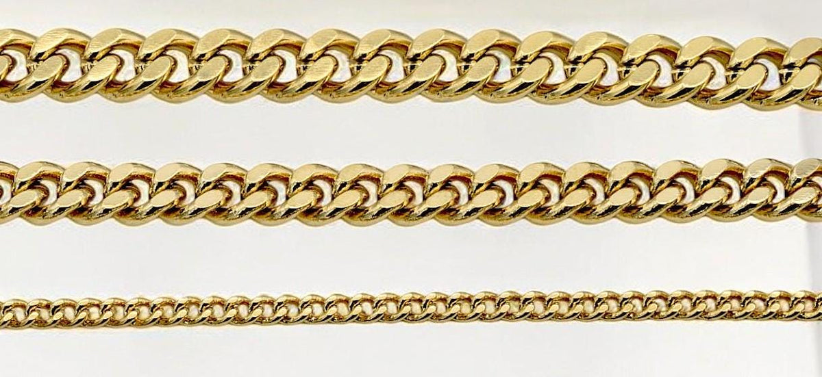 Gold Filled Alternative Waterproof Curb Chains: Classic Durable Design - Tarnish Resistant, Thick Metal Links, Jewelry Making Supplies