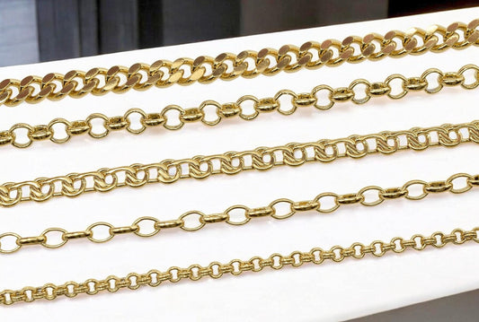 Gold Filled Alternative Waterproof Chains: Mariner, Curb, Oval Link Styles | Tarnish Resistant, Durable | Multiple Lengths Available