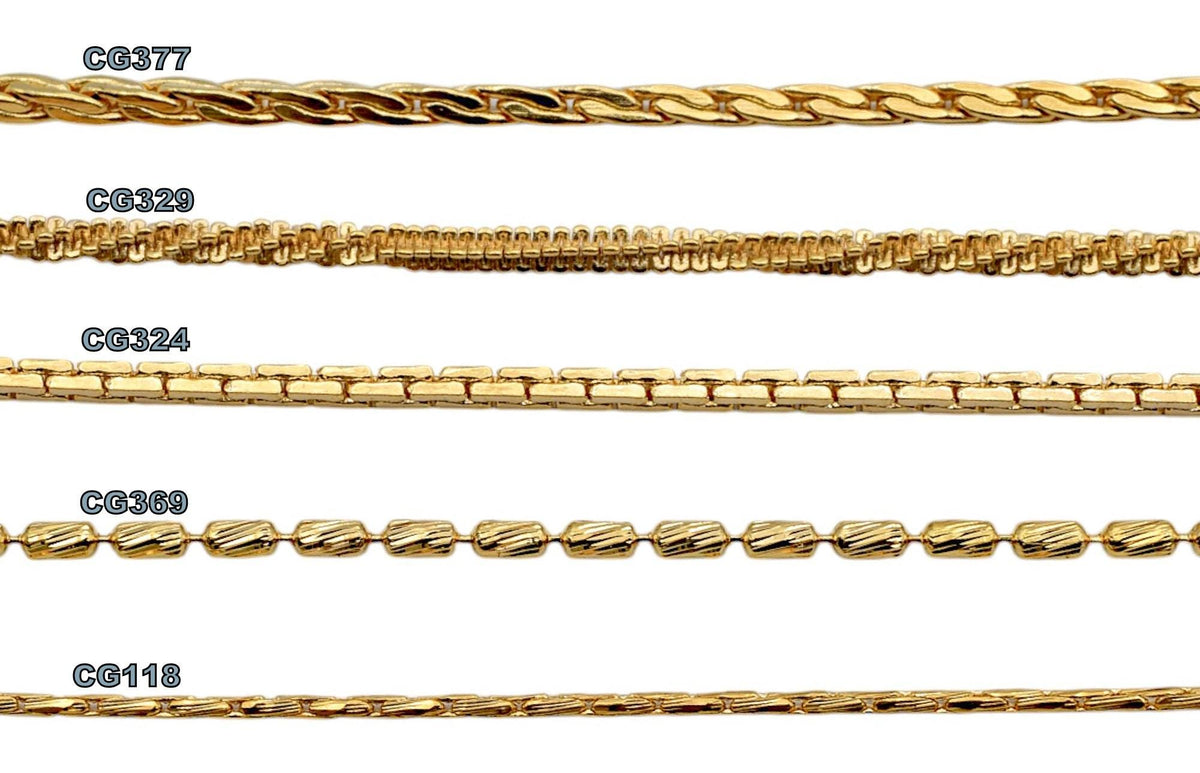 Pinky Gold Filled Alternative Chains - Waterproof Jewelry Making Supplies - Twist, Snake, Box & Bar Styles, Durable, 18 Inch Length