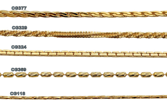 Pinky Gold Filled Alternative Chains - Waterproof Jewelry Making Supplies - Twist, Snake, Box & Bar Styles, Durable, 18 Inch Length