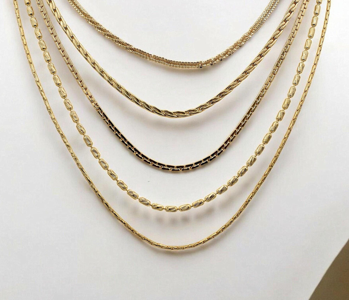 Pinky Gold Filled Alternative Chains - Waterproof Jewelry Making Supplies - Twist, Snake, Box & Bar Styles, Durable, 18 Inch Length