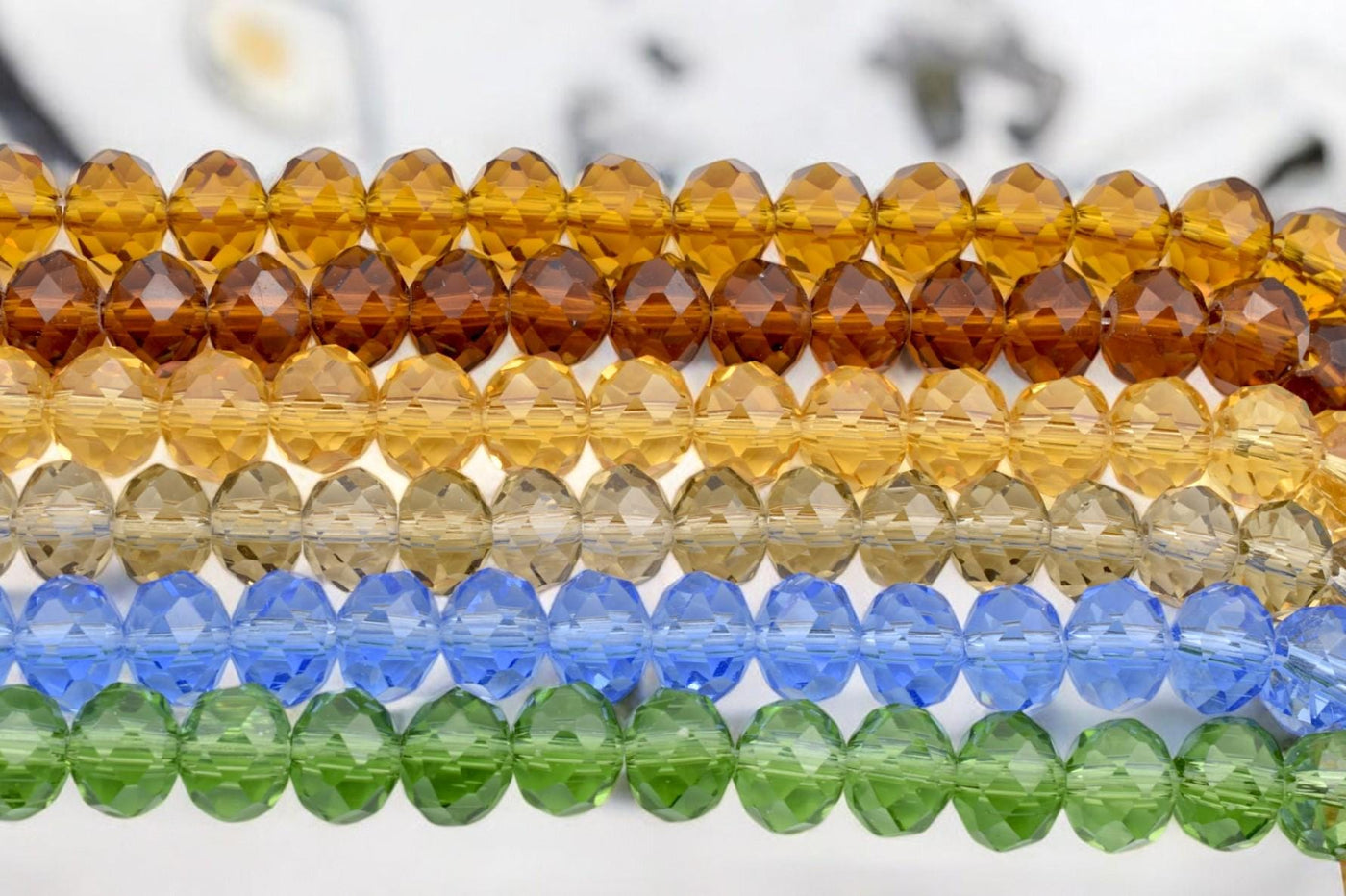 Faceted Crystal Donut Rondelle Beads – Multicolor transparent see through Jewelry Making Beads jewelry making supplies - d...